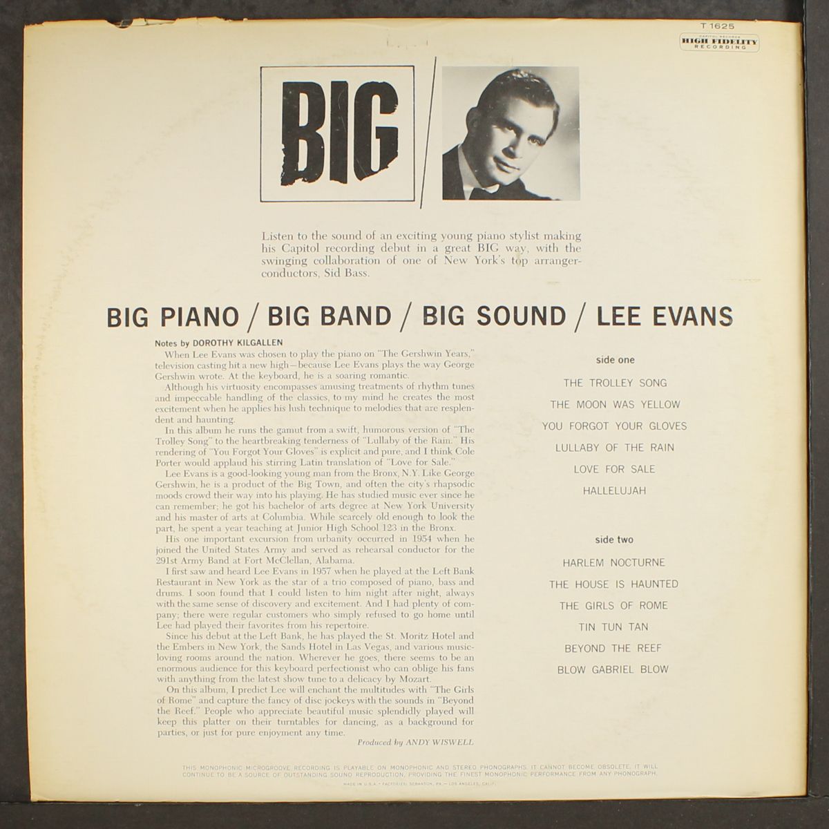 big piano, big band, big sound by LEE EVANS