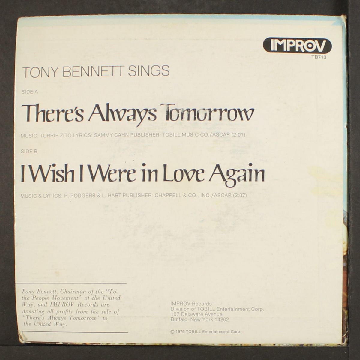 there's always tomorrow / i wish i were in love again by TONY BENNETT