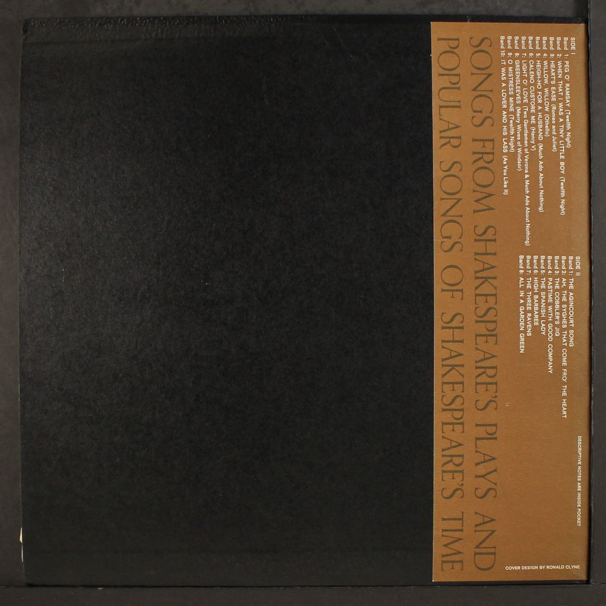 songs from shakespeare's plays and popular songs of shakespeare's time by TOM KINES