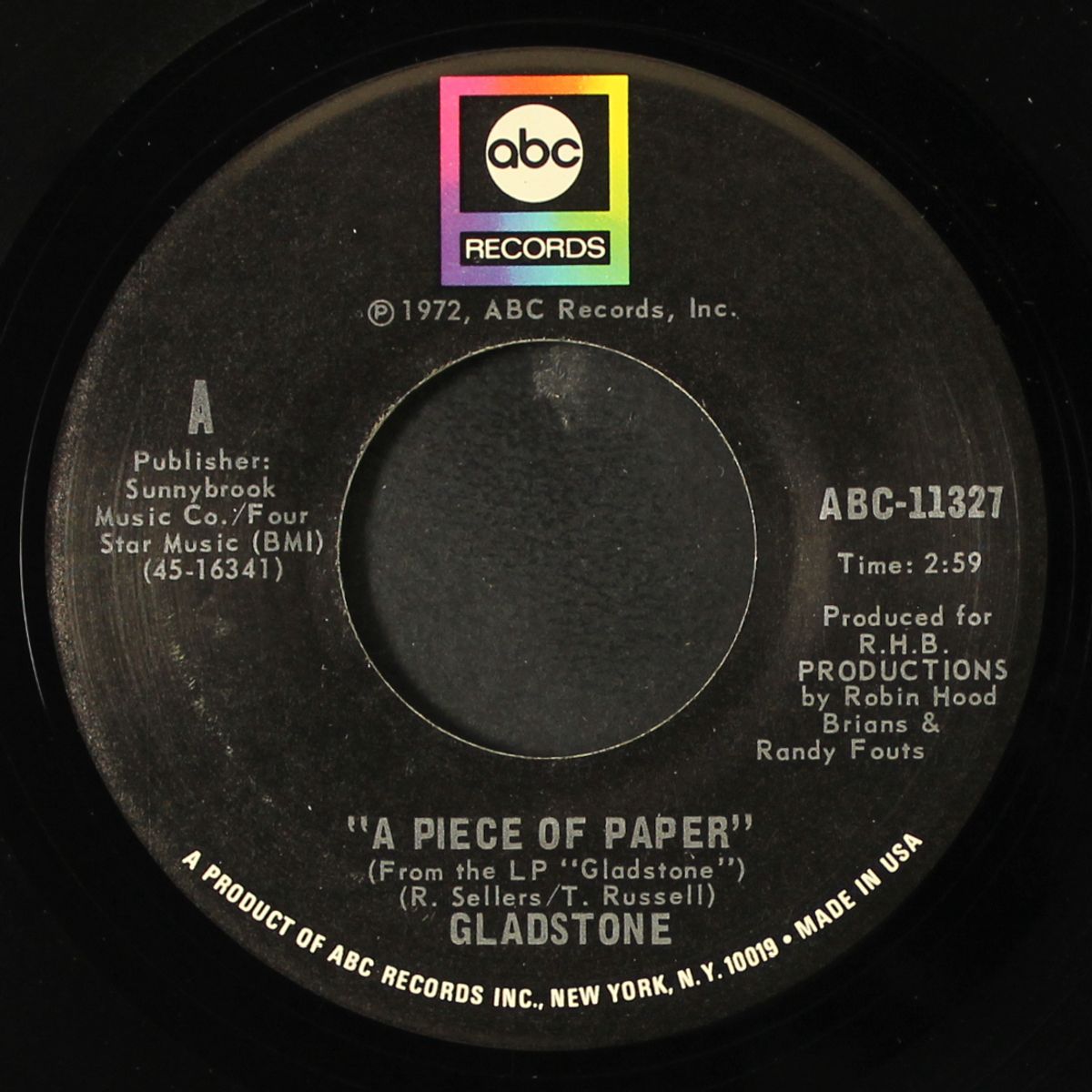 a piece of paper / livin' in the country by GLADSTONE