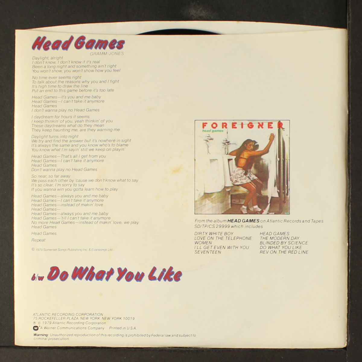 head games / do what you like by FOREIGNER