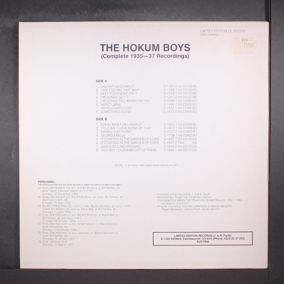 complete recordings, 1935-1937 by HOKUM BOYS