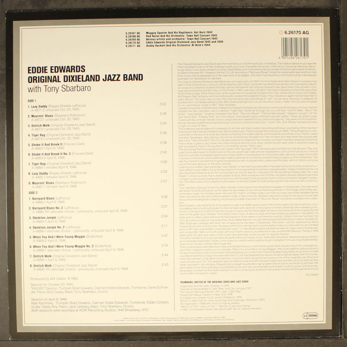 original dixieland jazz band w/ tony sbarbaro 1945-1946 by EDDIE EDWARDS