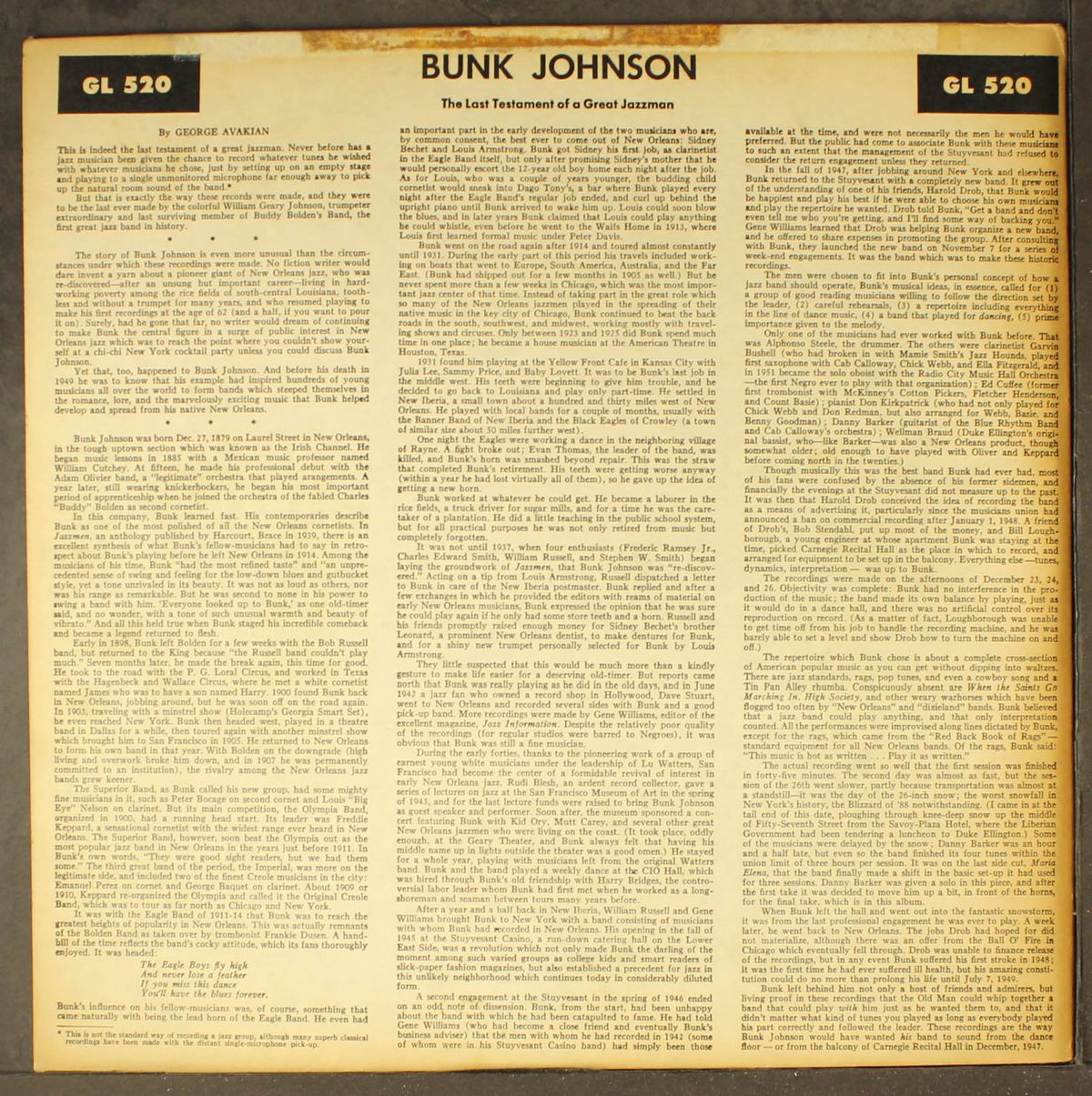 the last testament of a great new orleans jazzman by BUNK JOHNSON