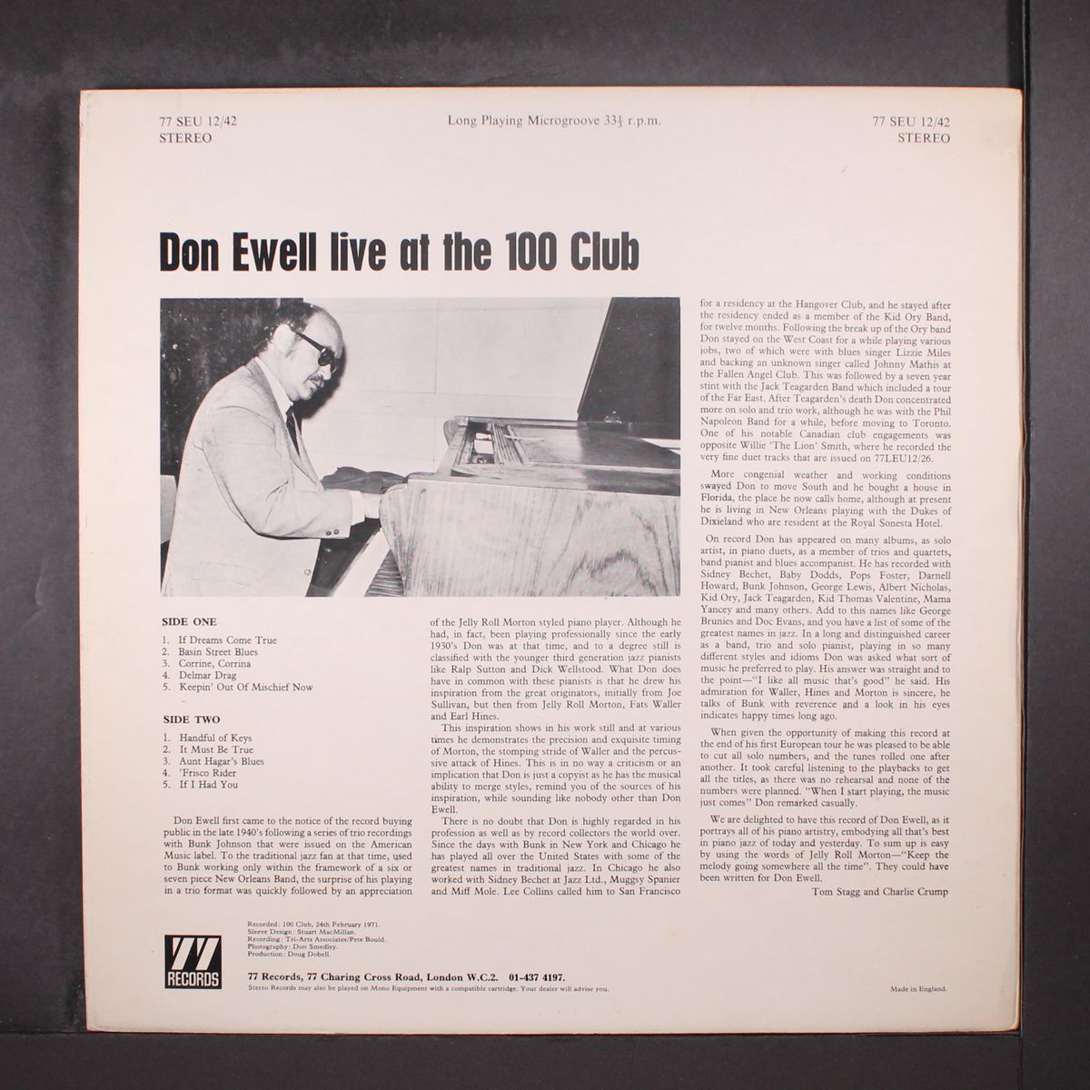 live at the 100 club by DON EWELL