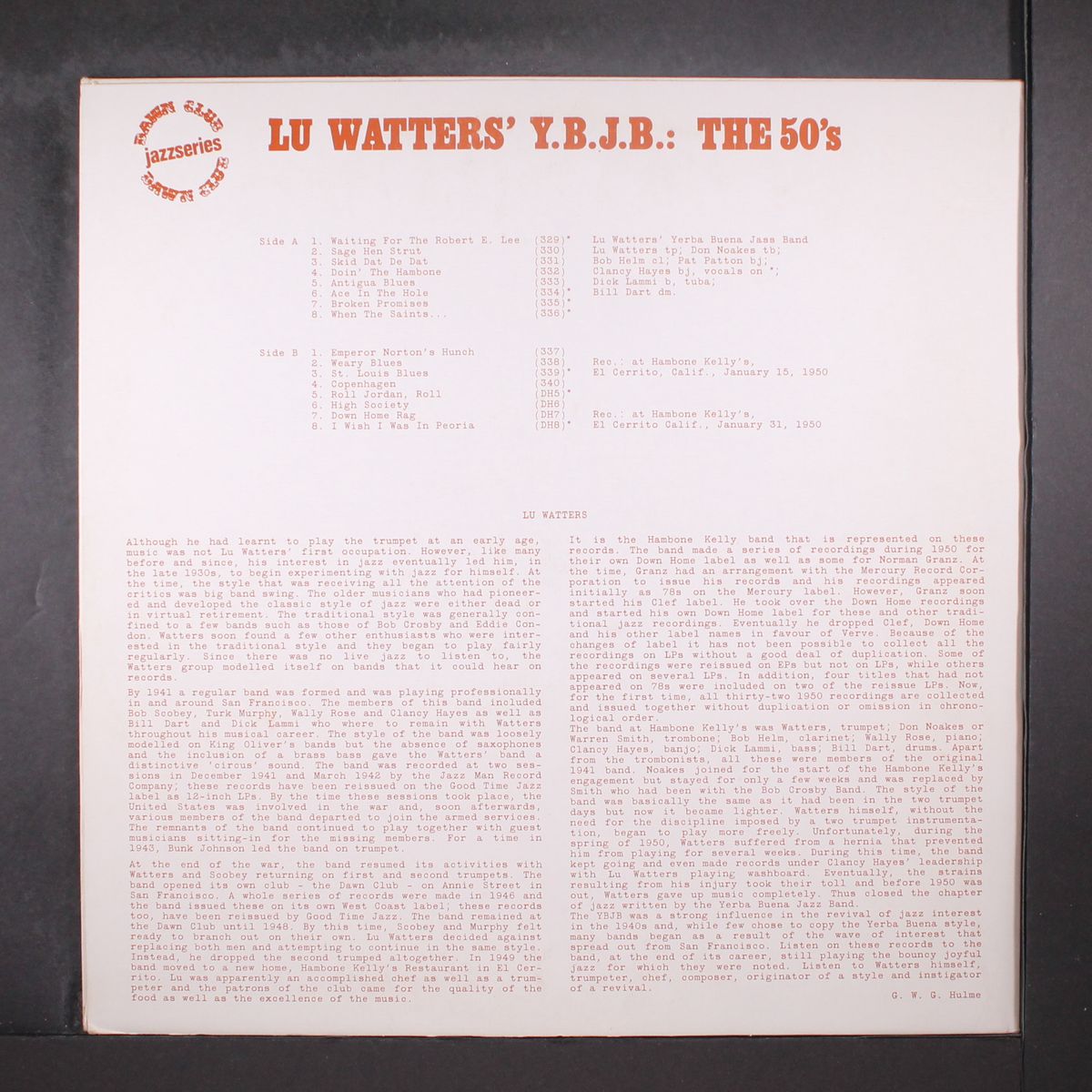 the 50's recordings vol. 1 by LU WATTERS