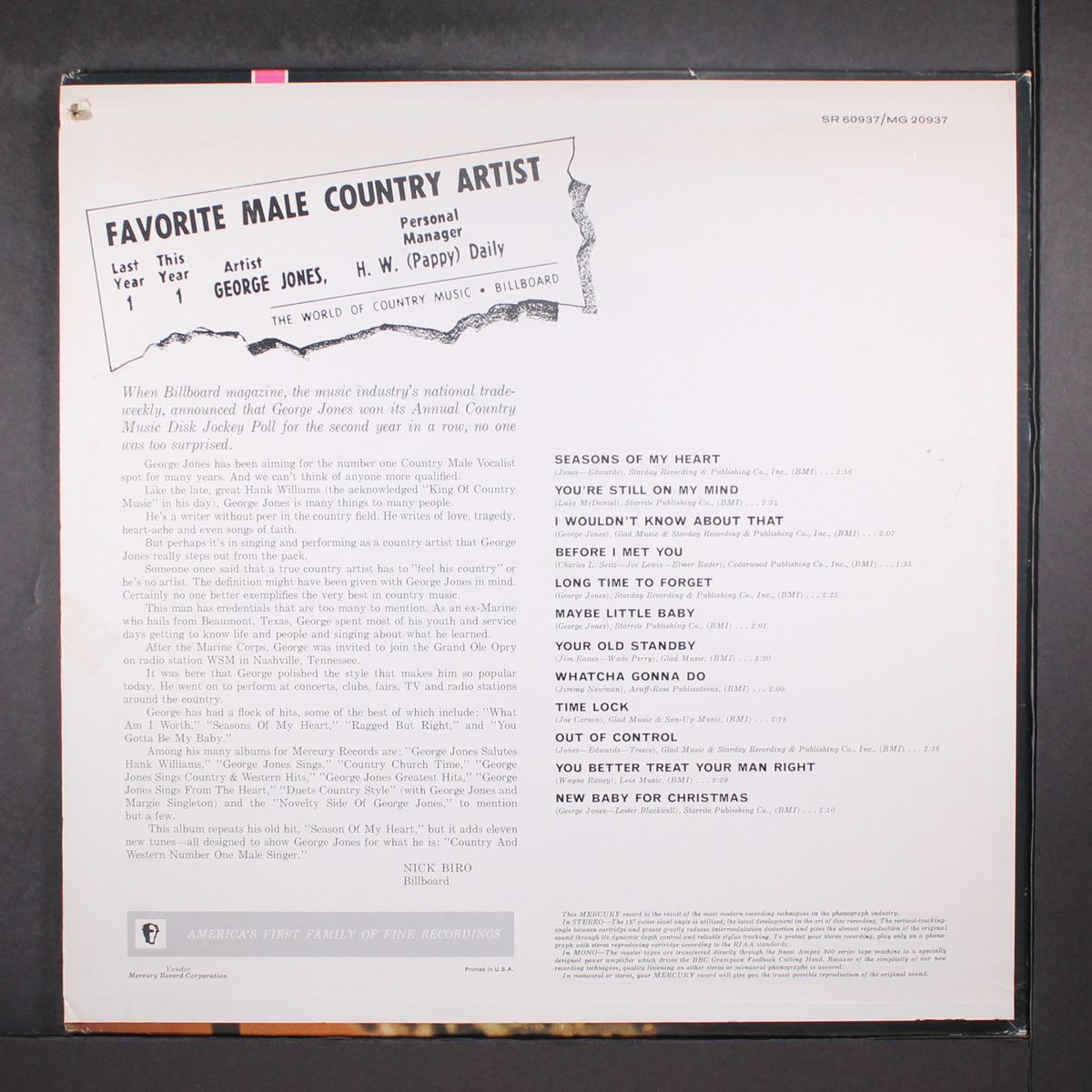 country & western #1 male singer by GEORGE JONES