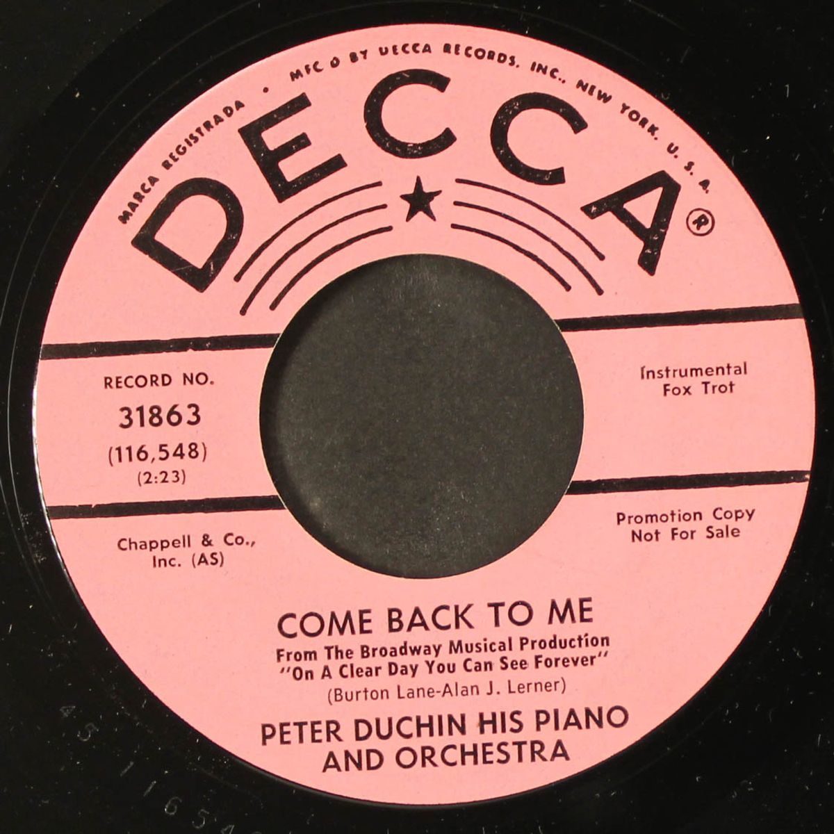 what now my love / come back to me by PETER DUCHIN