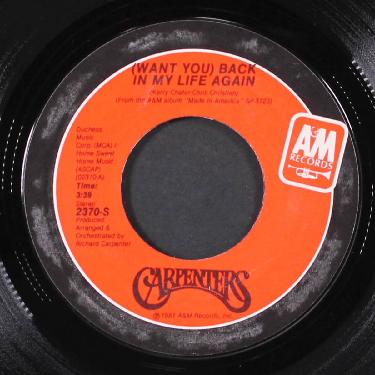 back in my life again / somebody's been lyin' by CARPENTERS