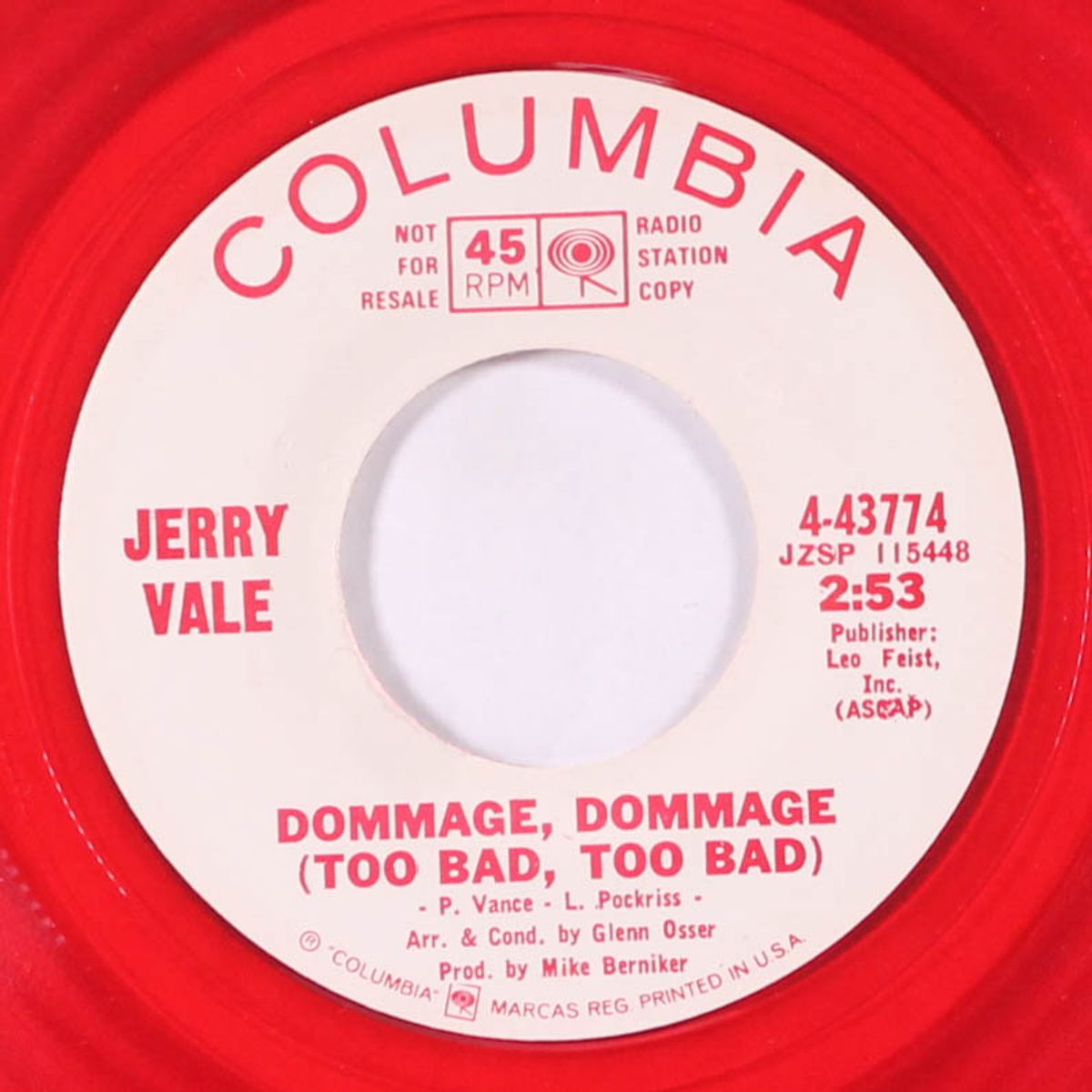 dommage, dommage (too bad, too bad) by JERRY VALE