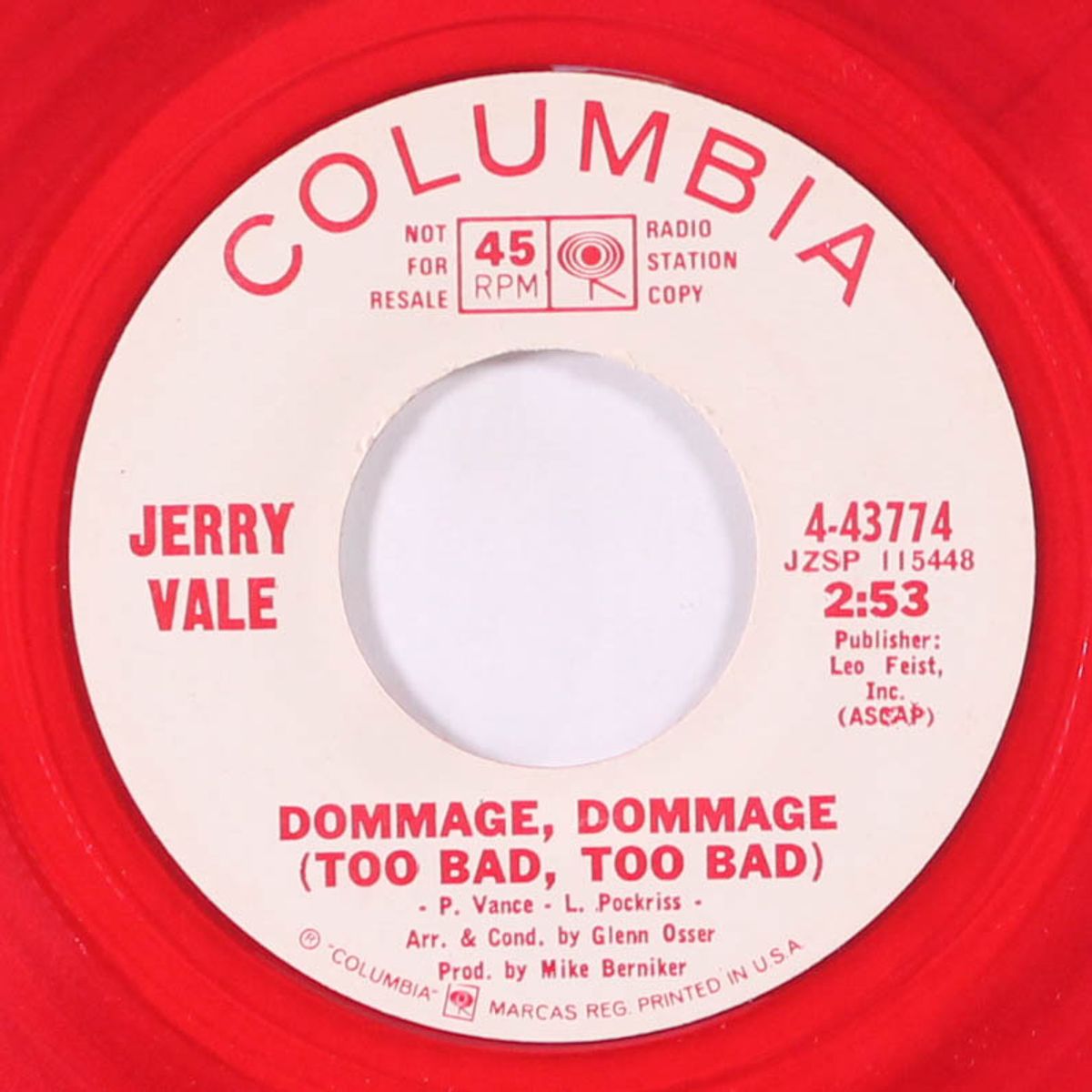 dommage, dommage (too bad, too bad) by JERRY VALE