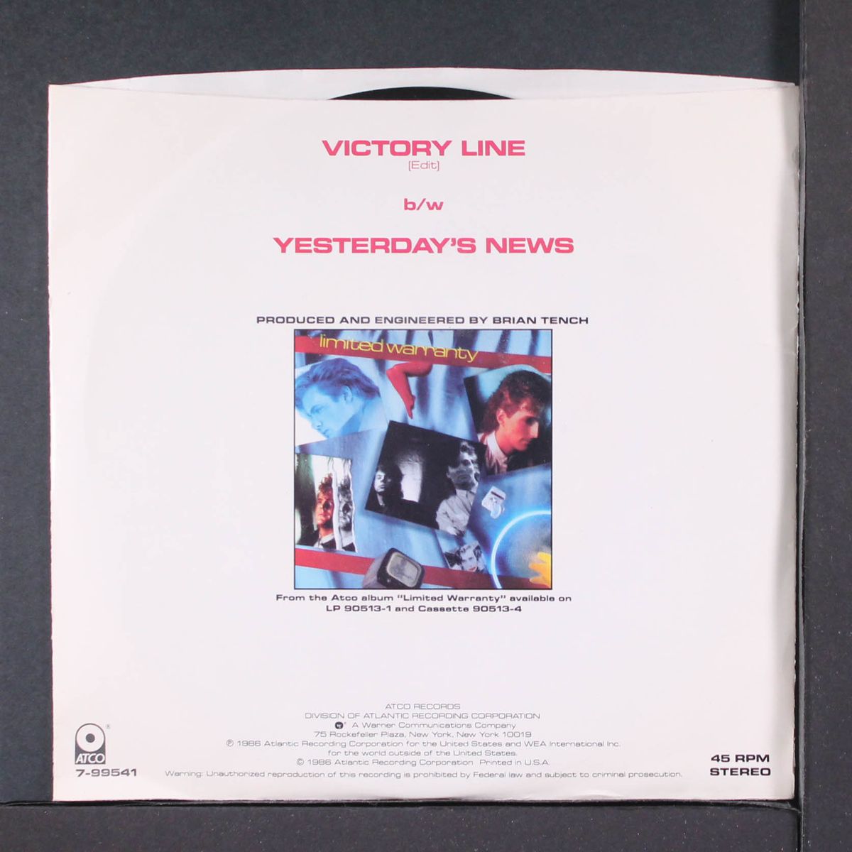 victory line / yesterday's news by LIMITED WARRANTY