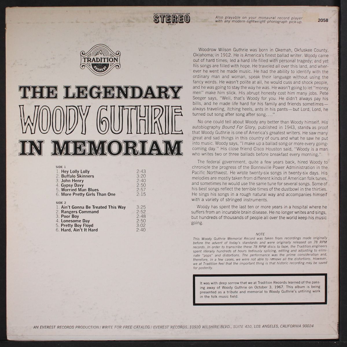 the legendary-in memoriam by WOODY GUTHRIE
