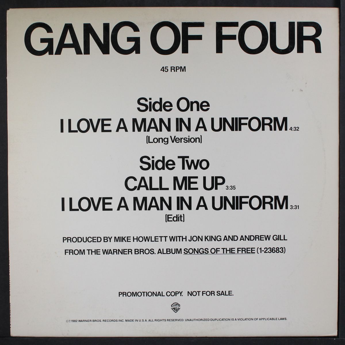 i love a man in uniform by GANG OF FOUR