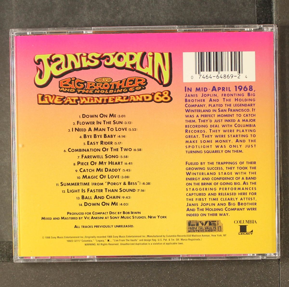 live at winterland '68 by JANIS JOPLIN W/ BIG BROTHER & HOLDING COMPANY