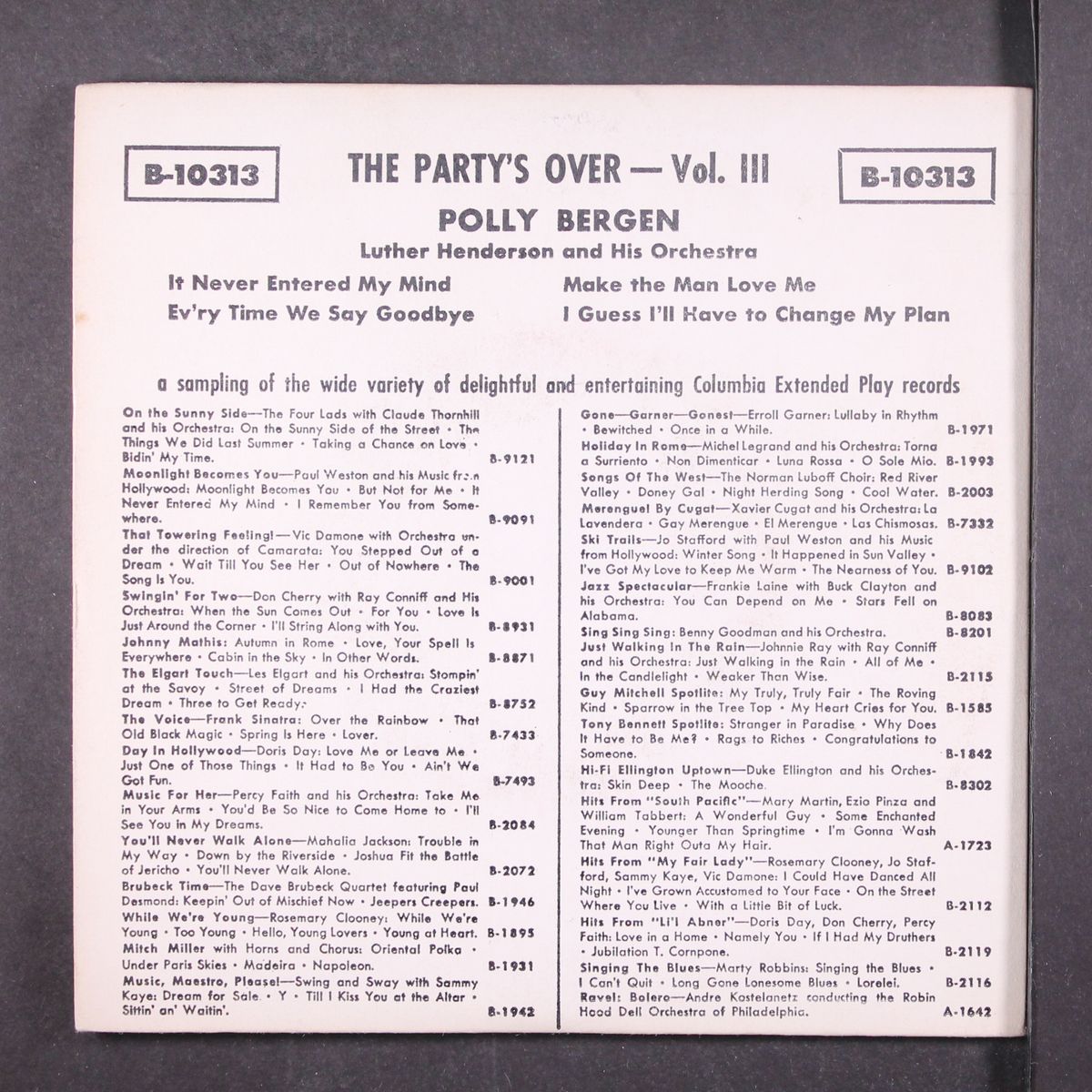 the party's over vol. 3 by POLLY BERGEN