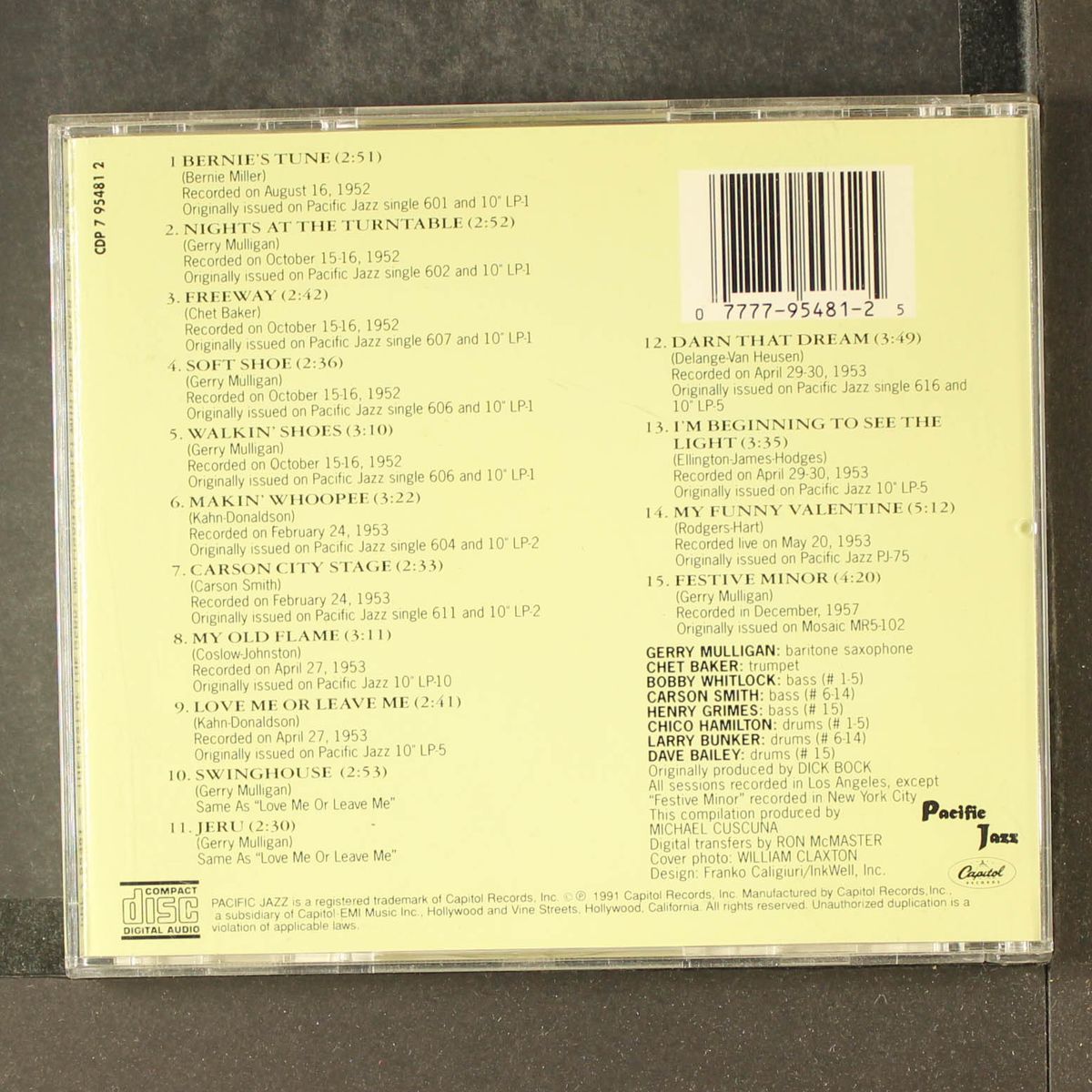 the best of the gerry mulligan quartet with chet baker by GERRY MULLIGAN & CHET BAKER