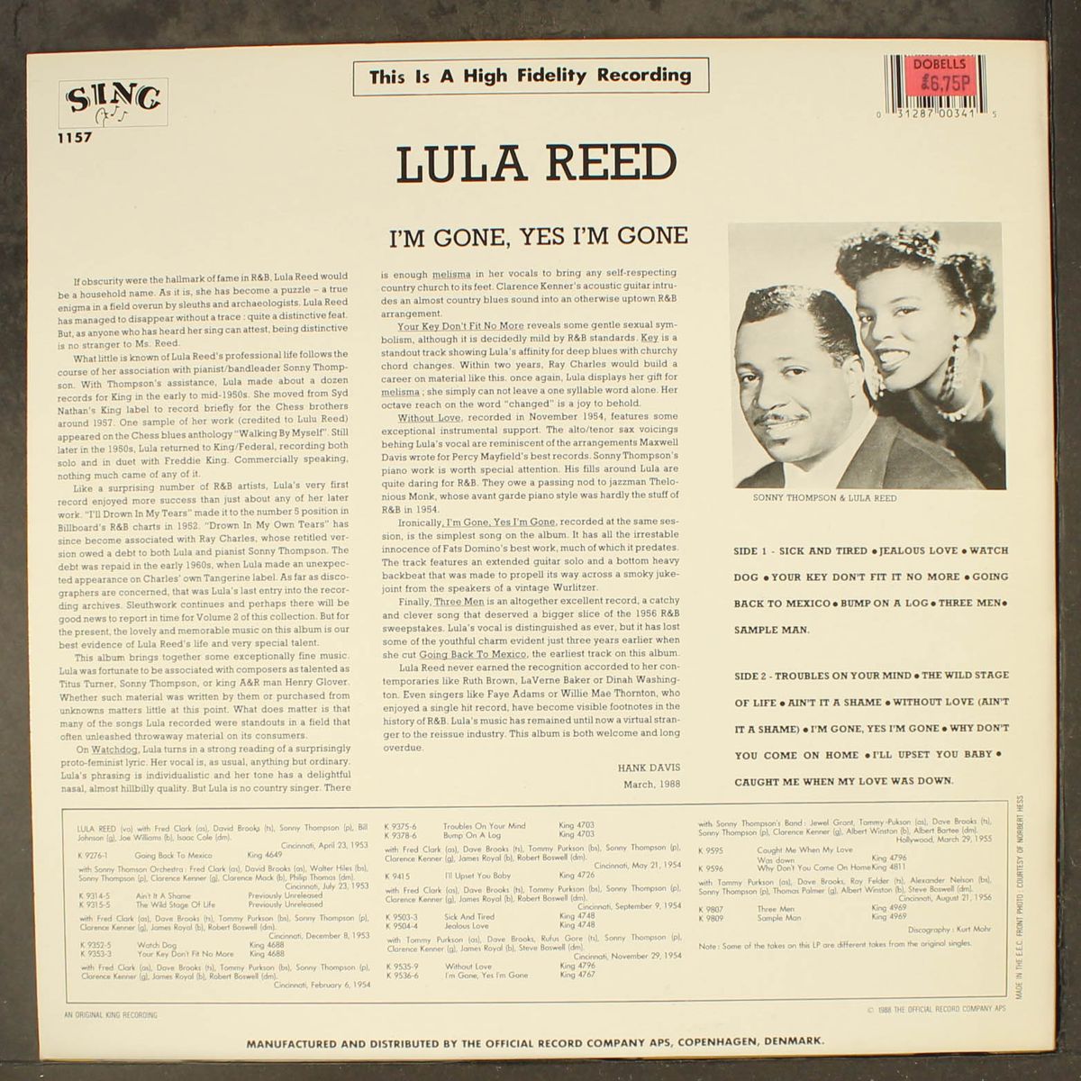 i'm gone, yes i'm gone by LULA REED