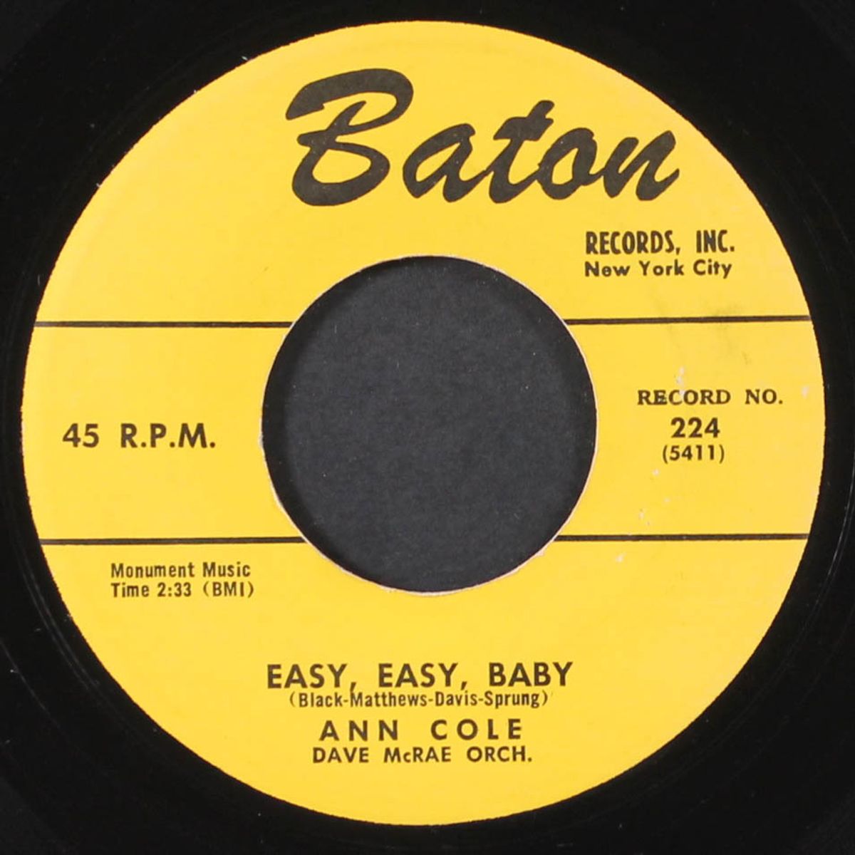 new love / easy, easy, baby by ANN COLE