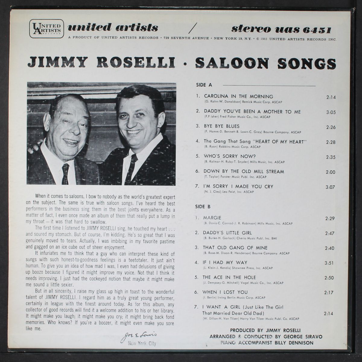 saloon songs by JIMMY ROSELLI
