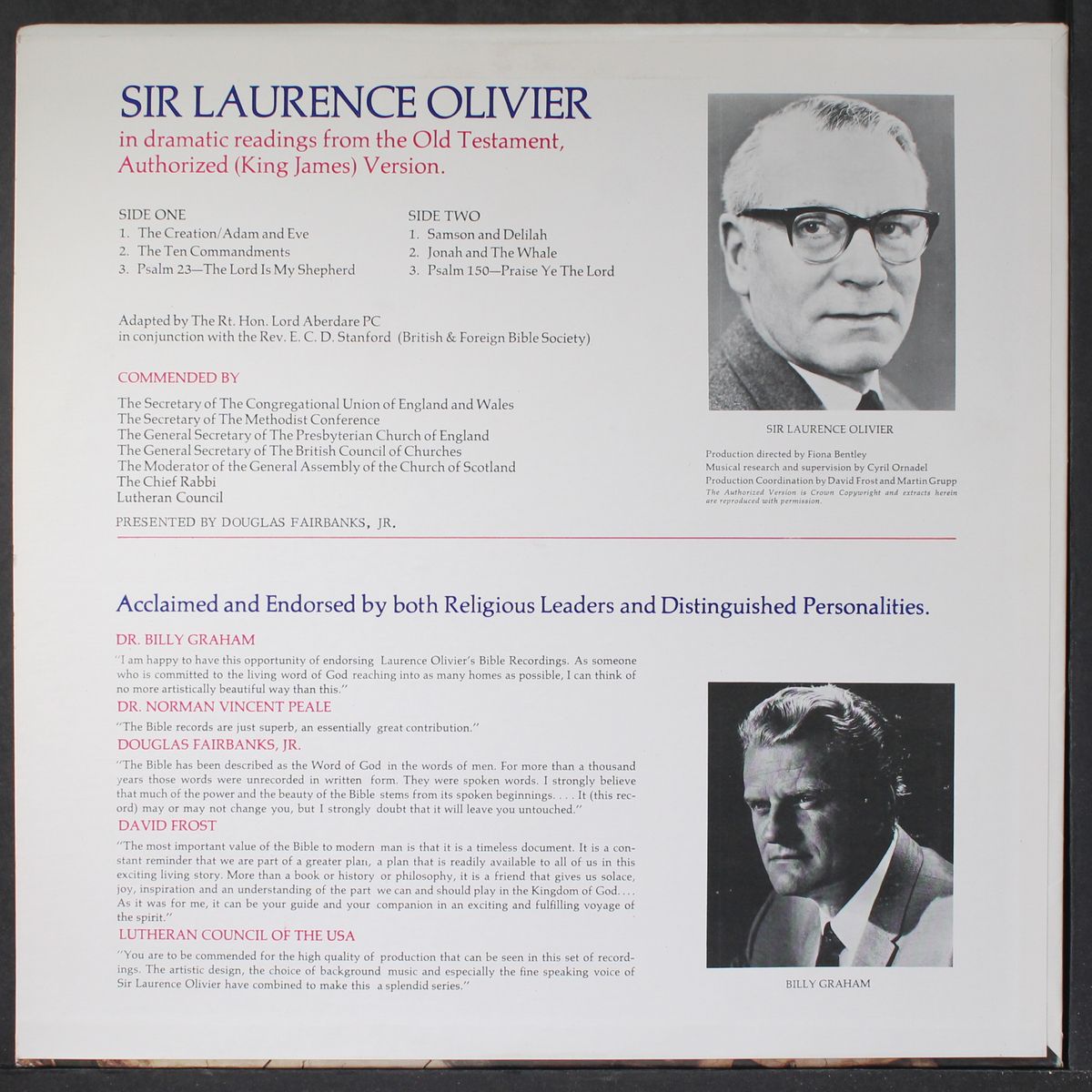 dramatic readings from the bible by SIR LAURENCE OLIVIER