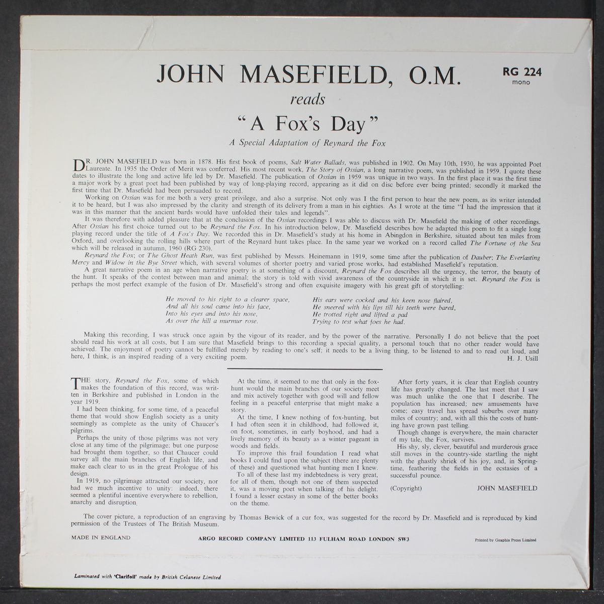 a fox's day by JOHN MASEFIELD