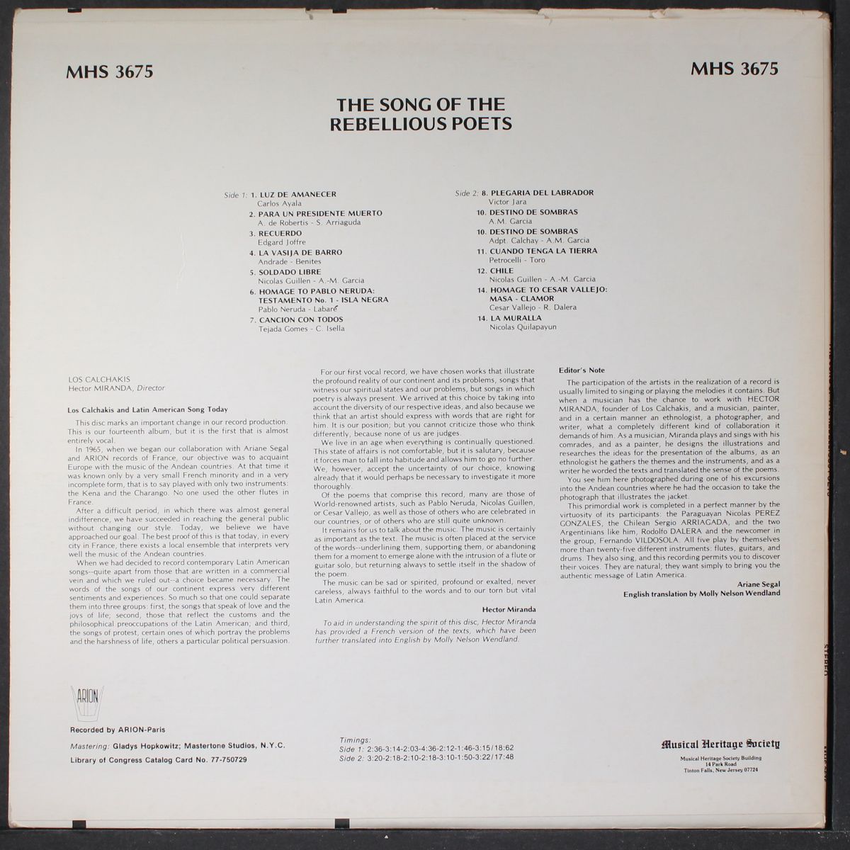 the song of the rebellious poets by LOS CALCHAKIS