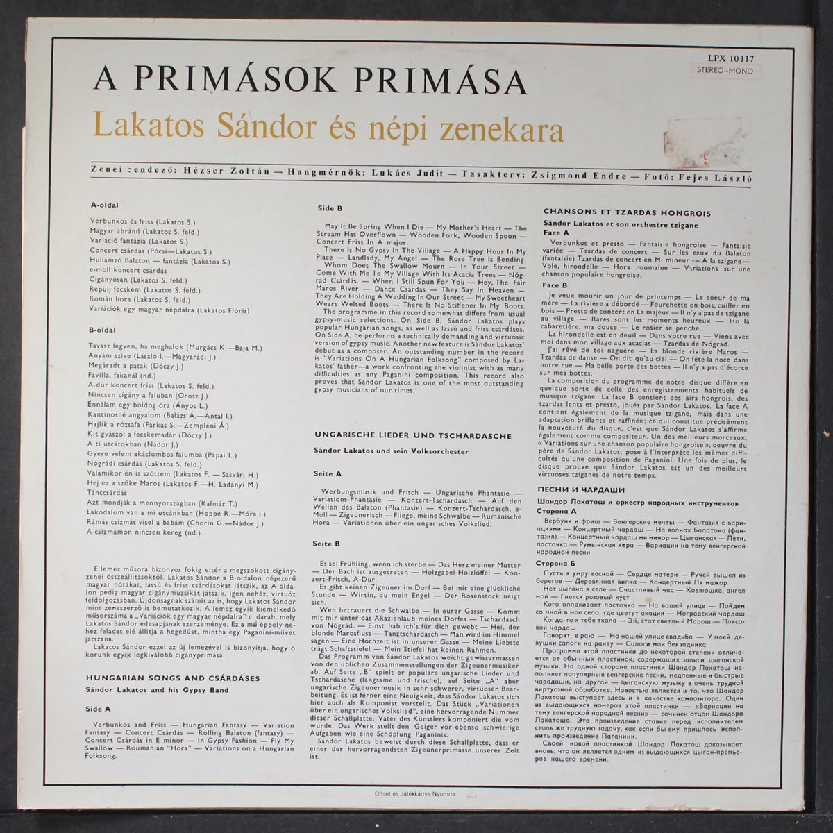 a primasok primasa by SANDOR LAKATOS
