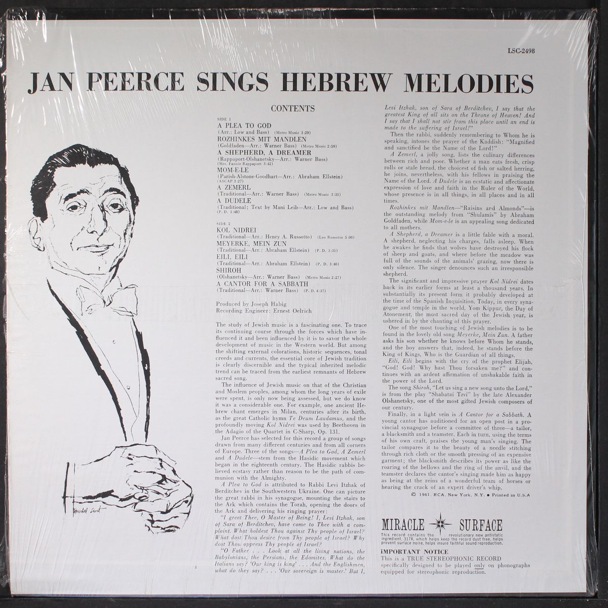 sings hebrew melodies by JAN PEERCE