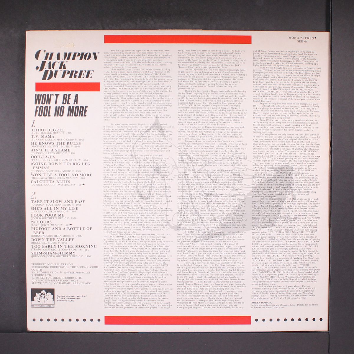 won't be a fool no more by CHAMPION JACK DUPREE