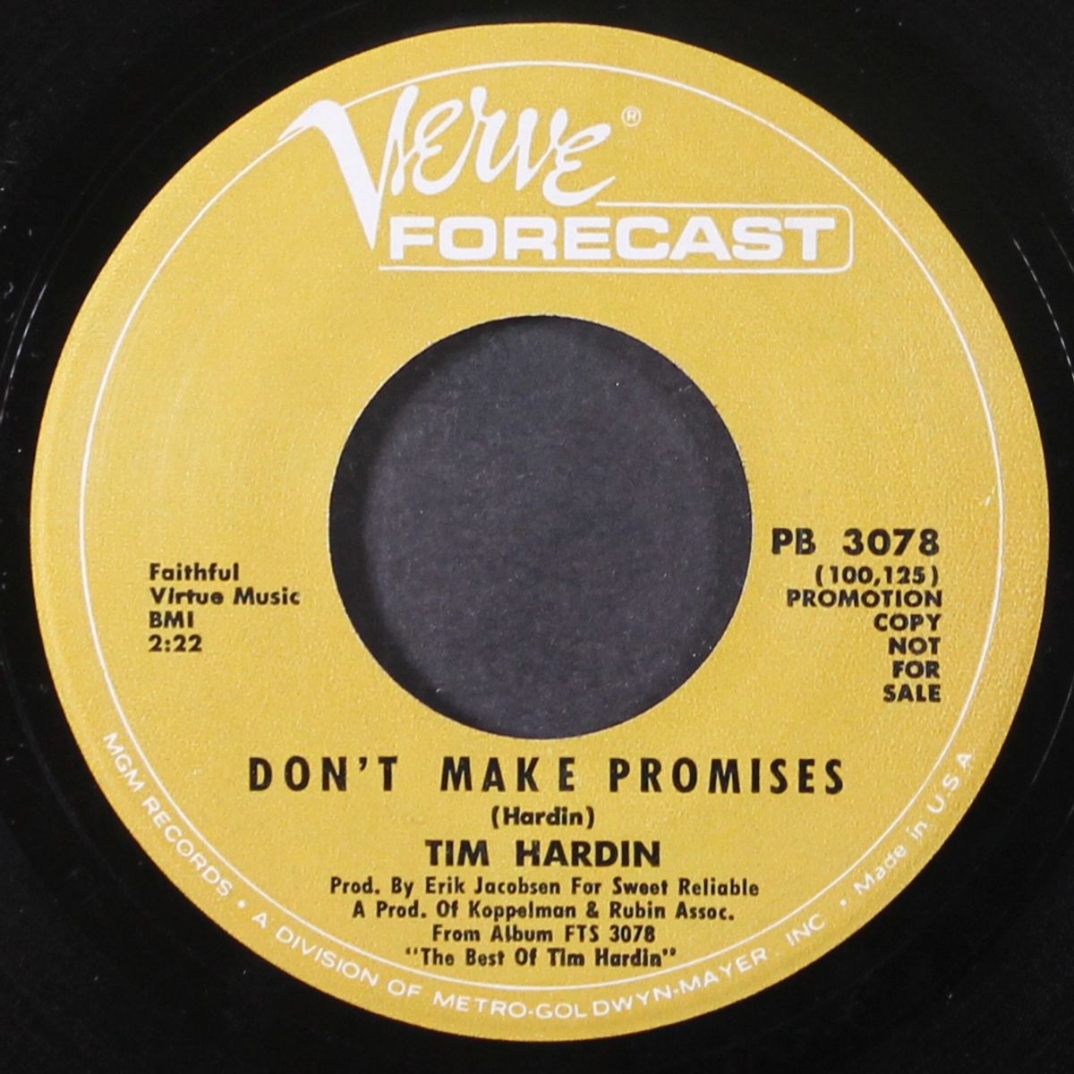 lady came from baltimore / don't make promises by TIM HARDIN
