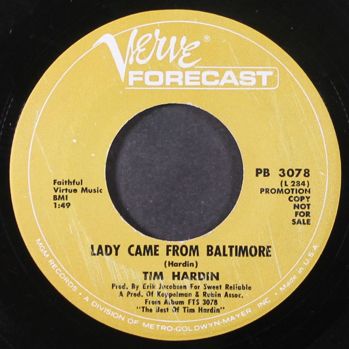 lady came from baltimore / don't make promises by TIM HARDIN