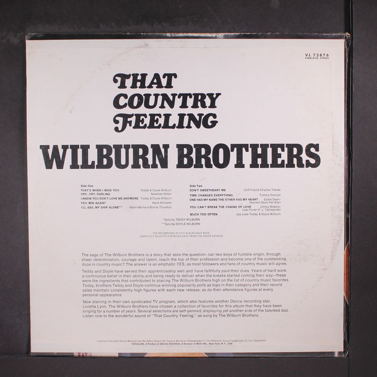 that country feeling by WILBURN BROTHERS