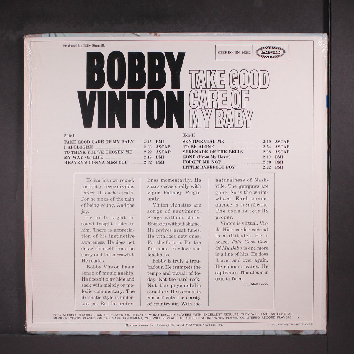 take good care of my baby by BOBBY VINTON