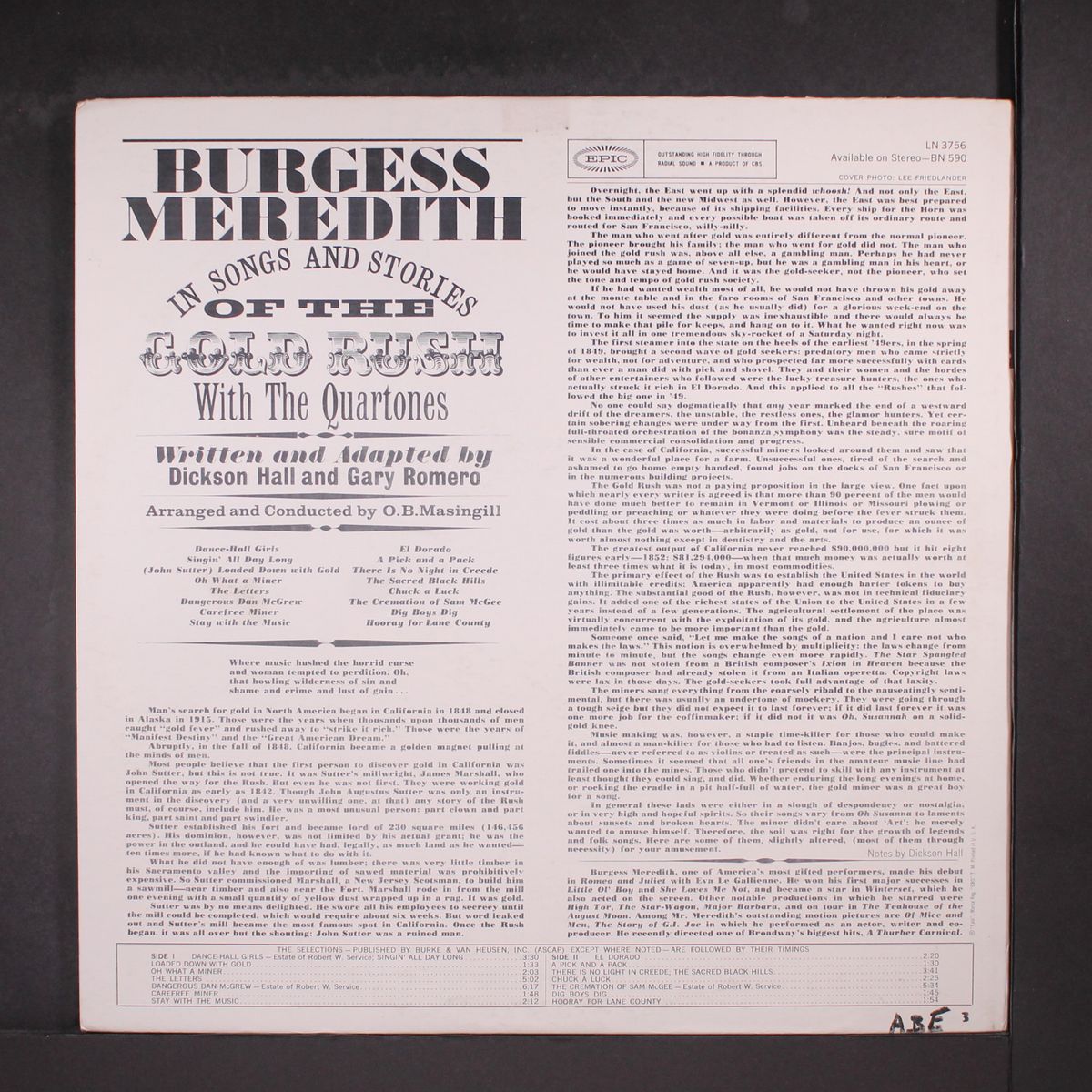 songs and stories of the gold rush by BURGESS MEREDITH