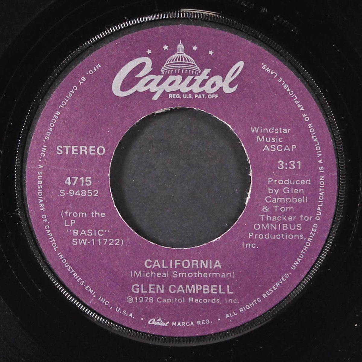 california / never tell you no lies by GLEN CAMPBELL