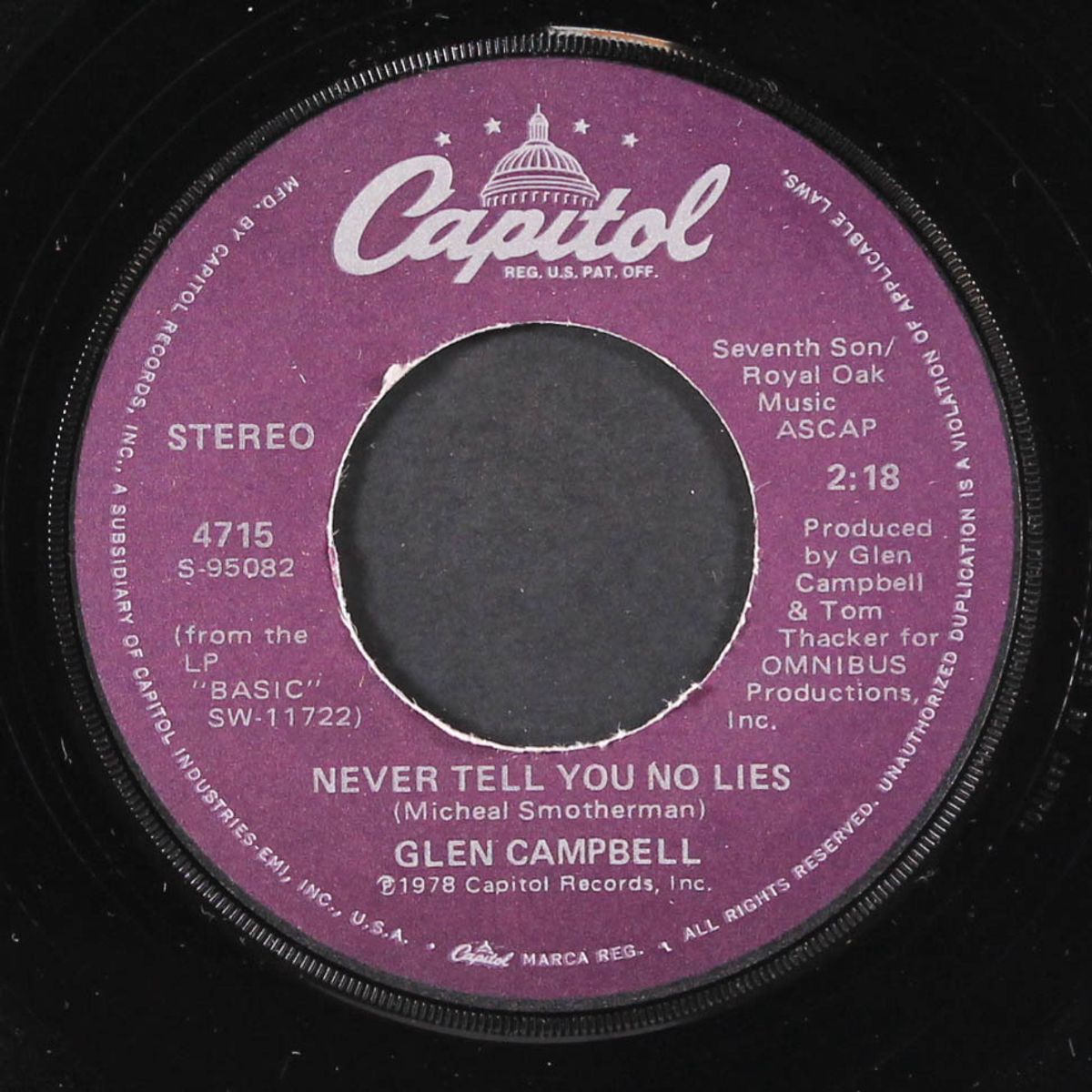 california / never tell you no lies by GLEN CAMPBELL