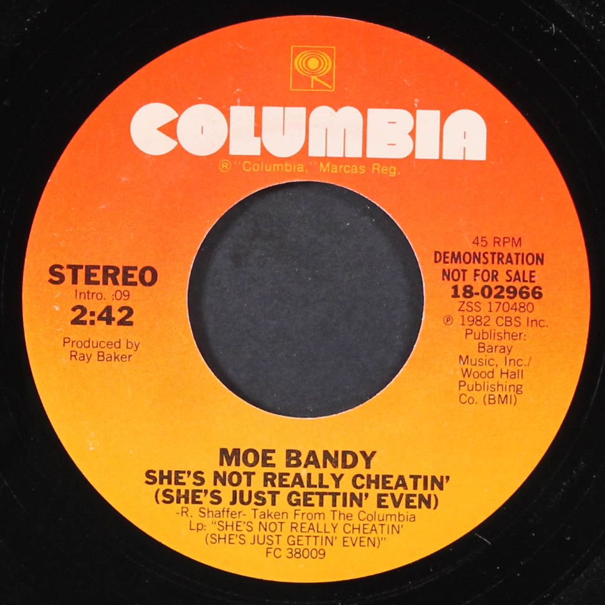 she's not really cheatin' (she's just gettin' even / same) by MOE BANDY
