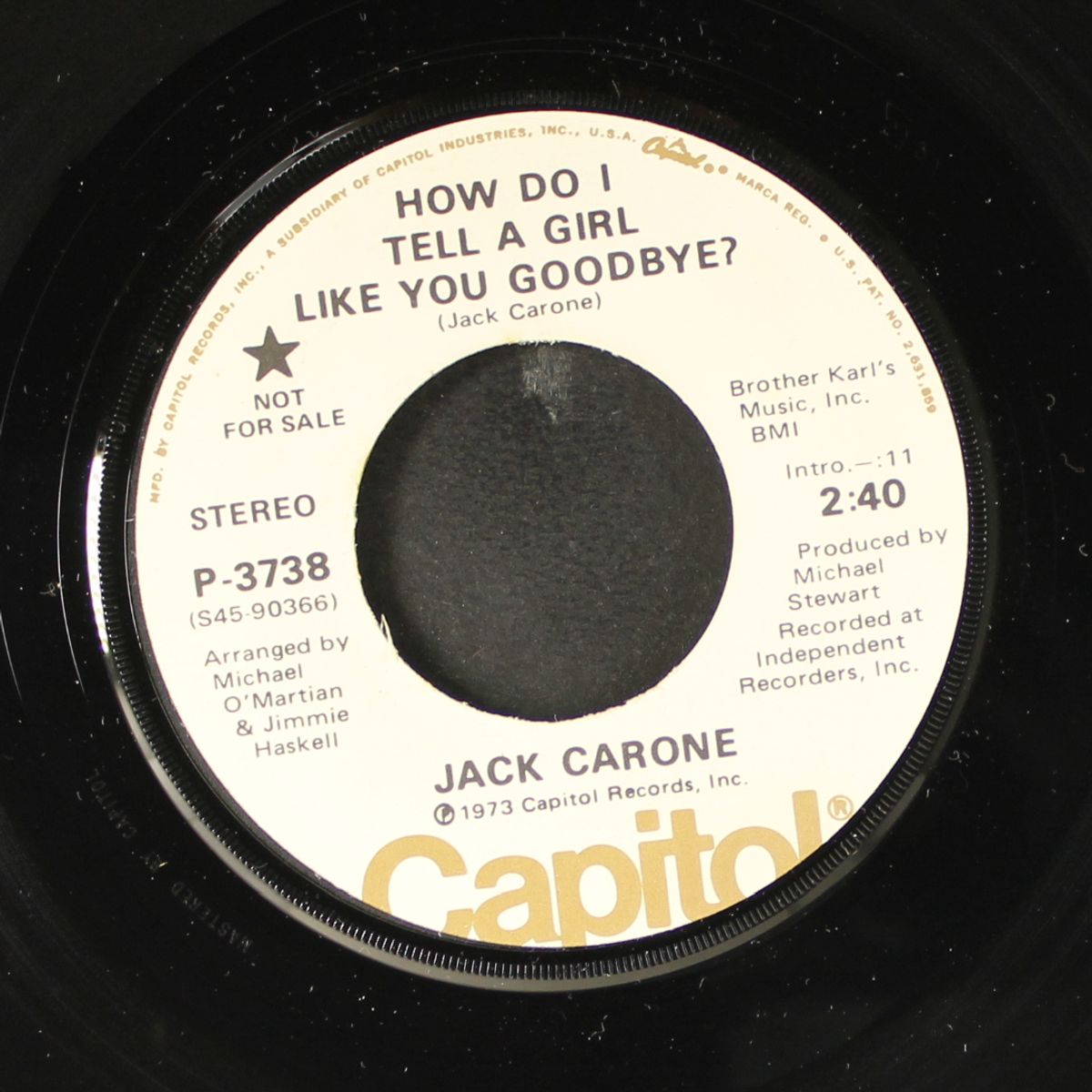 how do i tell a girl goodbye by JACK CARONE