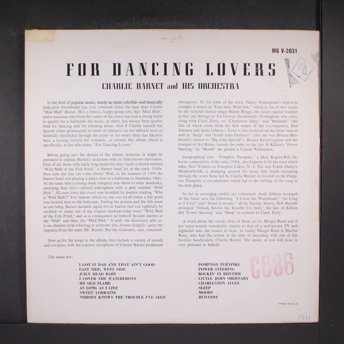 for dancing lovers by CHARLIE BARNET