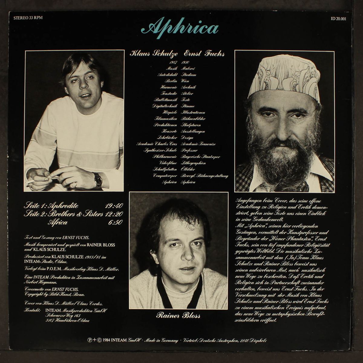 aphrica by ERNST FUCHS, KLAUS SCHULZE, RAINER BLOSS