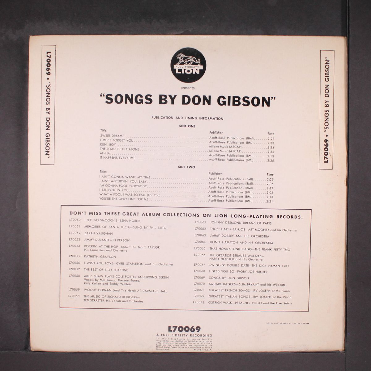 songs by by DON GIBSON