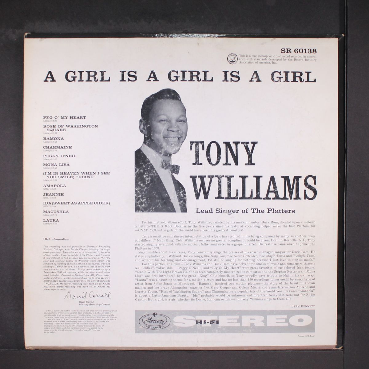 a girl is a girl by TONY WILLIAMS