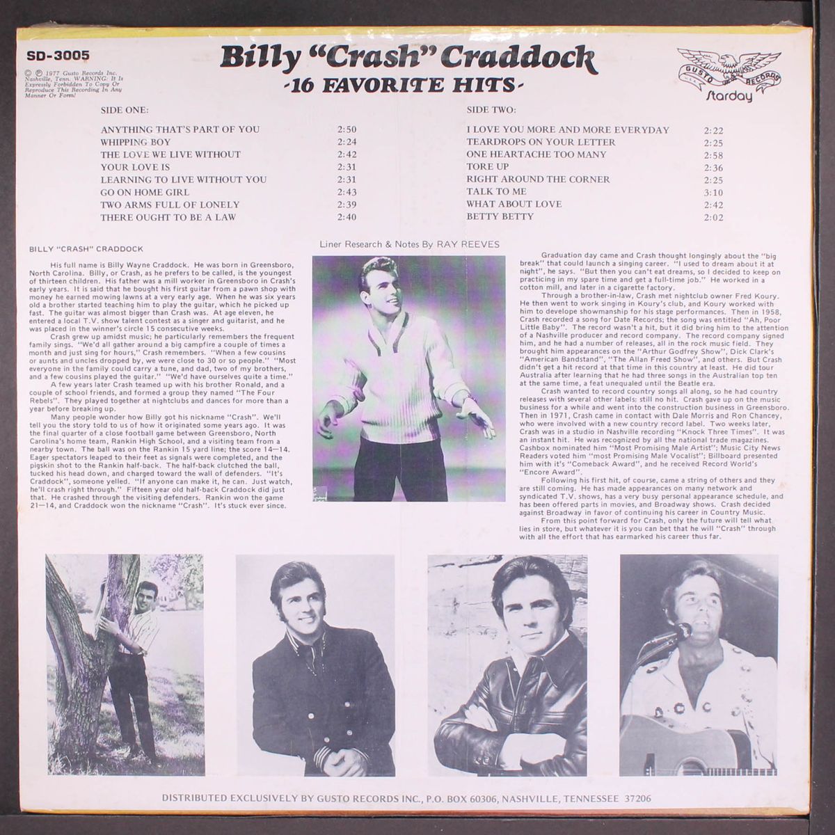 16 favorite hits by CRASH CRADDOCK