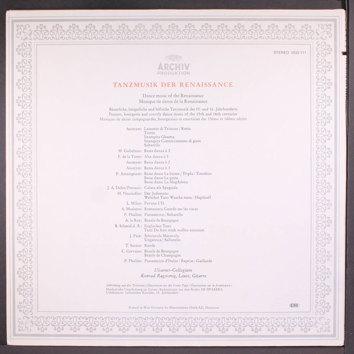 dance music of the renaissance by KONRAD RAGOSSNIG