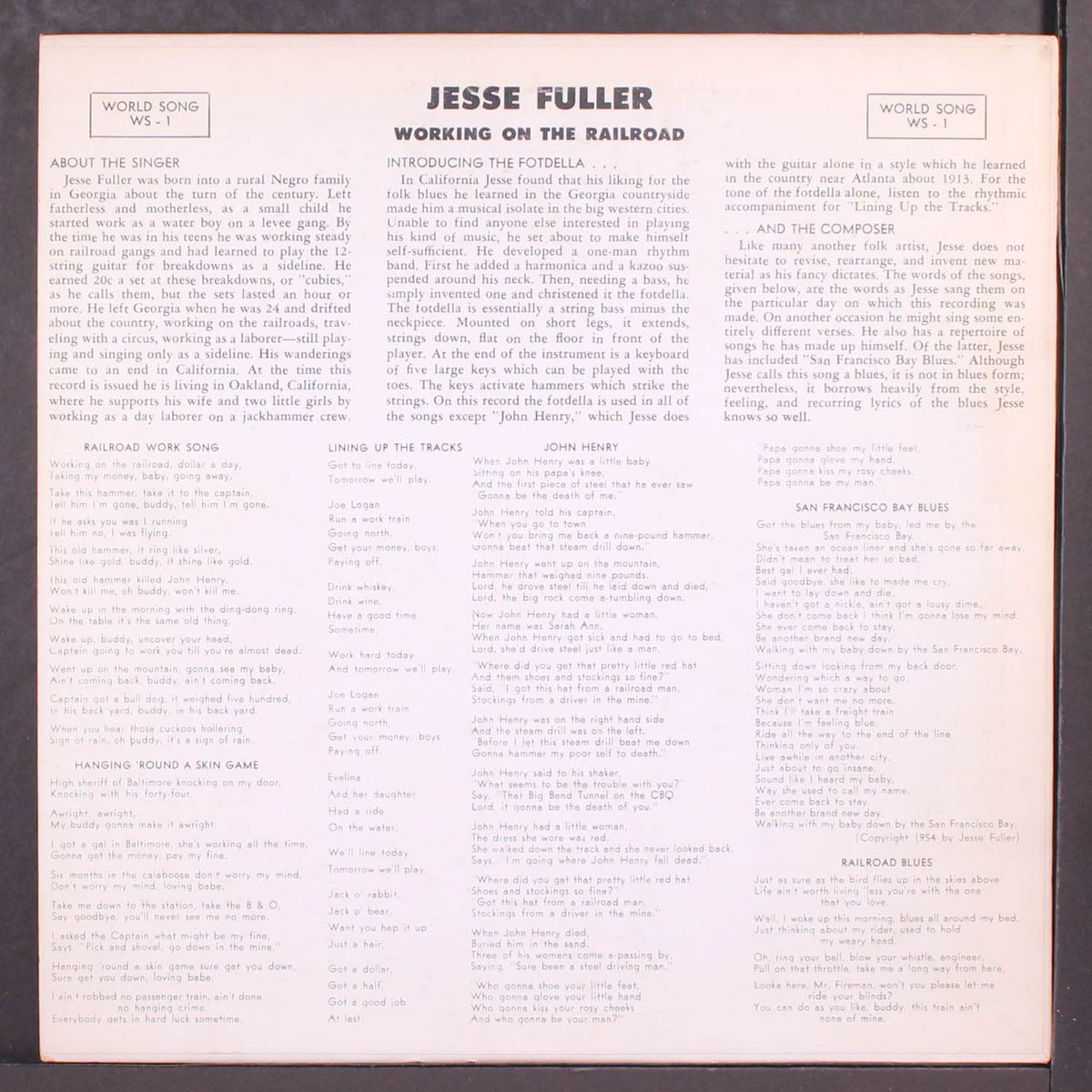 working on the railroad by JESSE FULLER