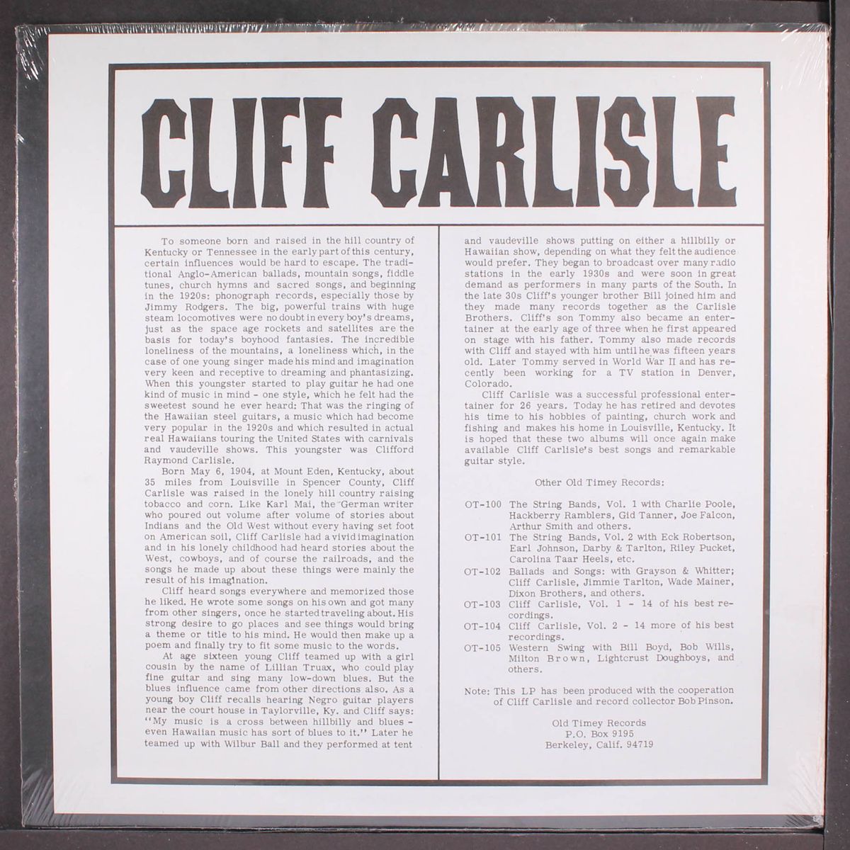 volume 1 by CLIFF CARLISLE