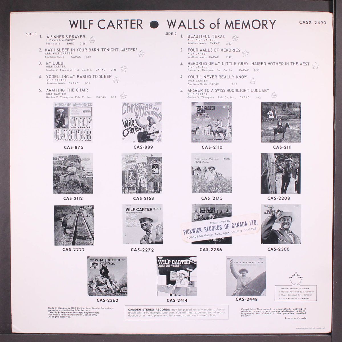 walls of memory by WILF CARTER
