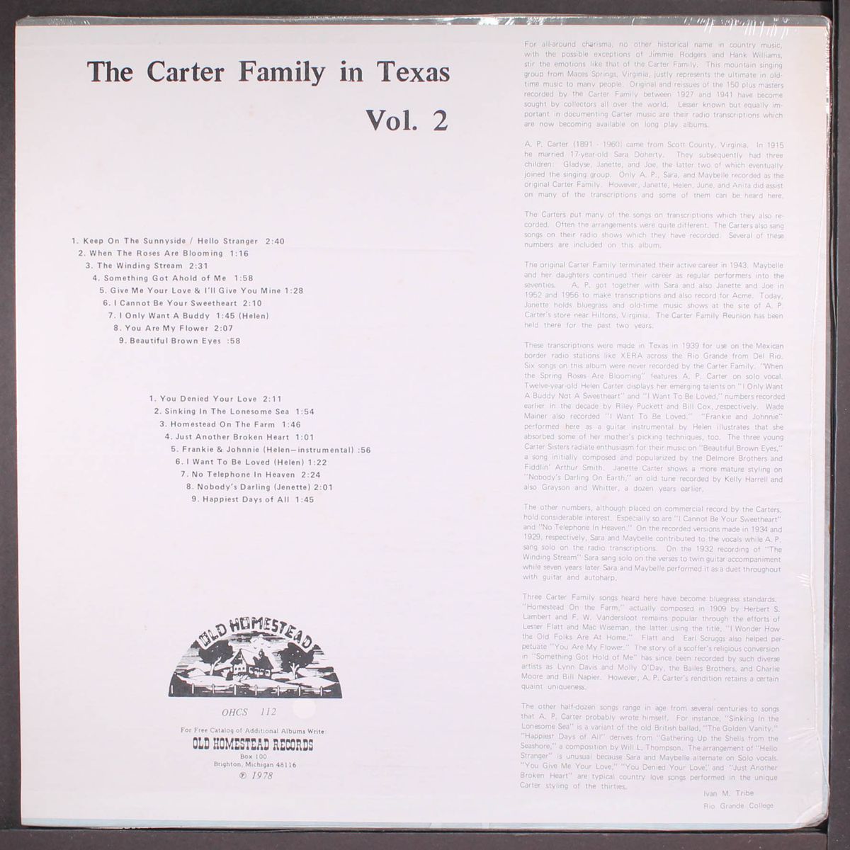 in texas, vol. 2 by CARTER FAMILY