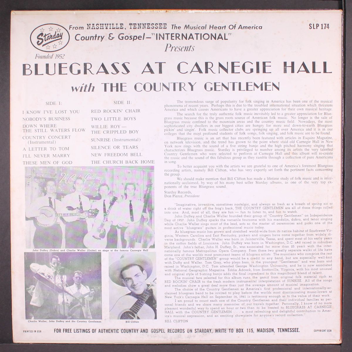 bluegrass at carnegie hall by COUNTRY GENTLEMEN